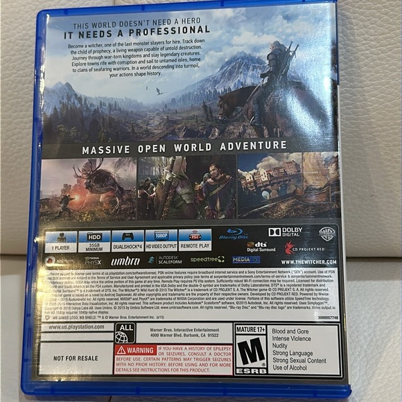 The Witcher 3 WILD HUNT  (Playstation 4 - PS4) w/ Bonus Soundtrack disc - Picture 4 of 6